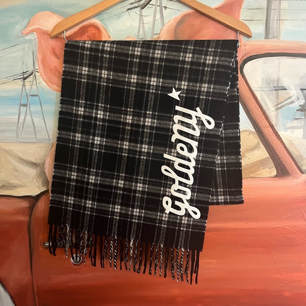 NWOT! Golden Goose Deluxe Brand Goldeny Plaid Scarf - Picture 2 of 13